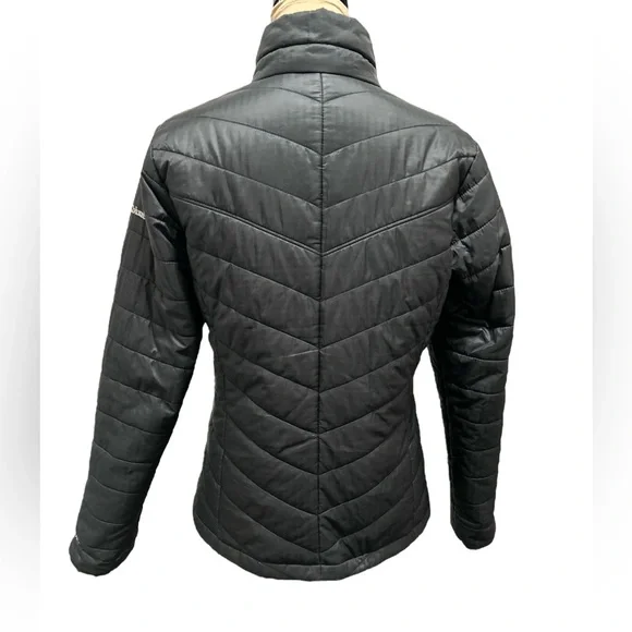 Columbia Jacket Women’s Sz Medium Puffer Black Omni Heat Reflective Panel Coat - Picture 3 of 10